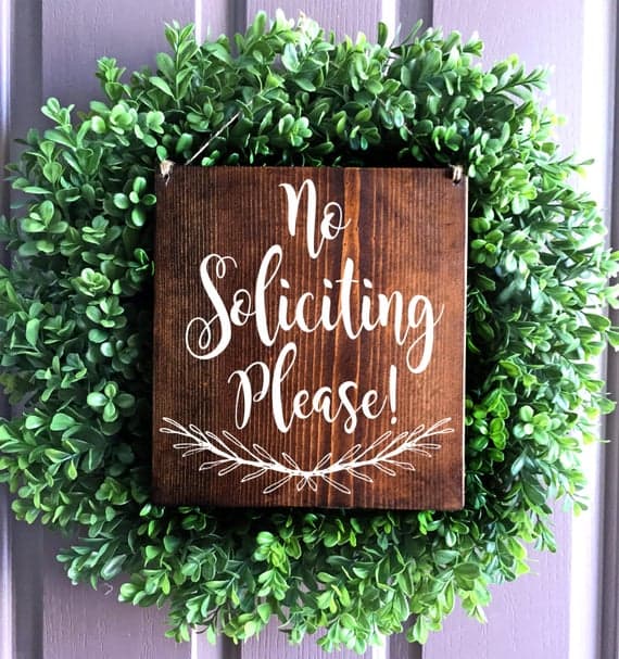 No Soliciting Sign, Do Not Disturb Sign, No Solicitation Sign, Door Sign, No Soliciting Door Sign, No Solicitors Sign, Wreath Sign