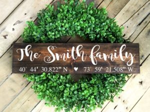 Home Coordinates Sign, GPS Coordinates Sign, Family Name Sign, Personalized Sign, Wedding Gift, Housewarming Sign, Latitude Longitude Sign