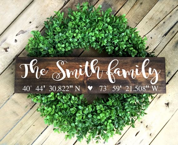 Home Coordinates Sign, GPS Coordinates Sign, Family Name Sign, Personalized Sign, Wedding Gift, Housewarming Sign, Latitude Longitude Sign