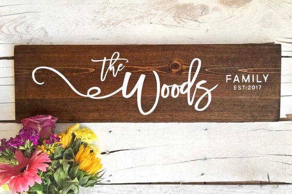 Family Established Sign, Name Sign, Personalized Wedding Gifts