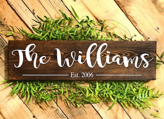 Family Name Established Sign, Last Name Sign, Custom Name Sign, Personalized Sign, Family Established Signs, Personalized Wedding Gifts