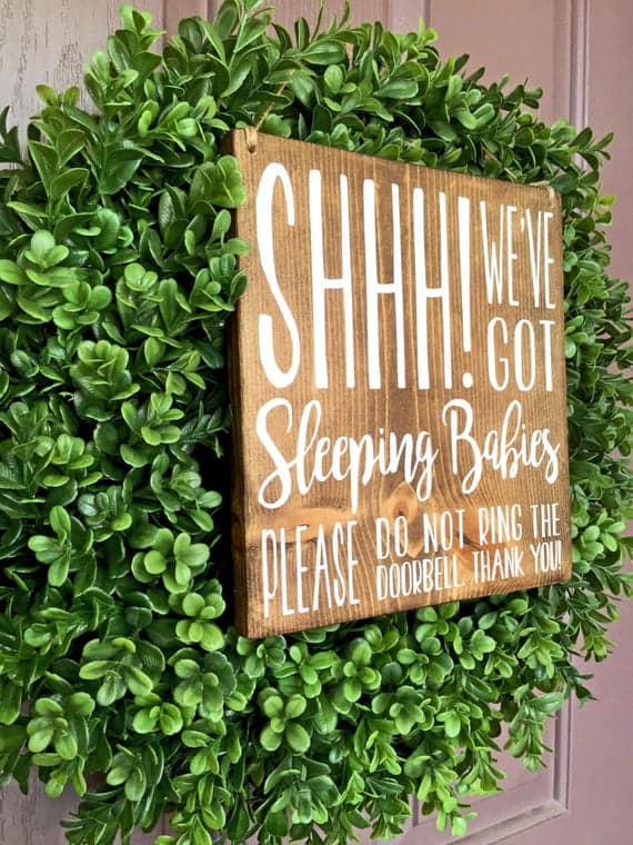 Baby Sleeping Sign, Baby Sleeping Door Sign, Naptime Door Sign, Naptime Sign, Do not Disturb Door Sign, Baby Shower, Doorbell Sign - Image 4