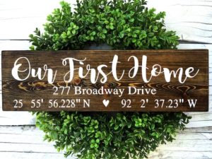 Our First Home Sign, Coordinates Sign, Real Estate Closing Gift, Latitude Longitude Sign, Housewarming Gift, Home Coordinates Sign,Home Sign