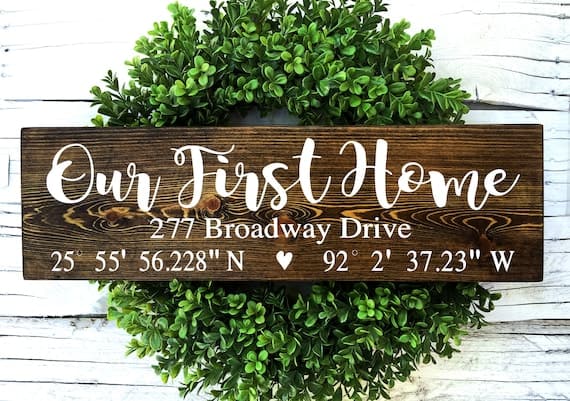 Our First Home Sign, Coordinates Sign, Real Estate Closing Gift, Latitude Longitude Sign, Housewarming Gift, Home Coordinates Sign,Home Sign