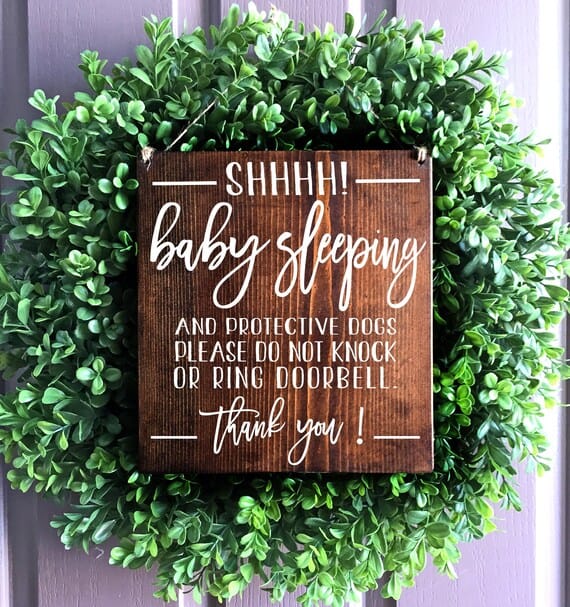 Baby Sleeping Sign, Protective Dog Sign, No Soliciting, Sleeping Baby Sign, Do Not Disturb Sign, Barking dog Sign, Baby Signs, Baby Shower - Image 2