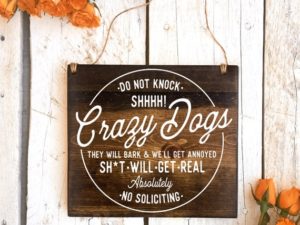 No Soliciting Sign, Baby Sleeping Sign 8x7, Protective Dog Sign, Crazy Dog Sign, Do Not Disturb Sign, Barking Dog Sign, Baby Signs