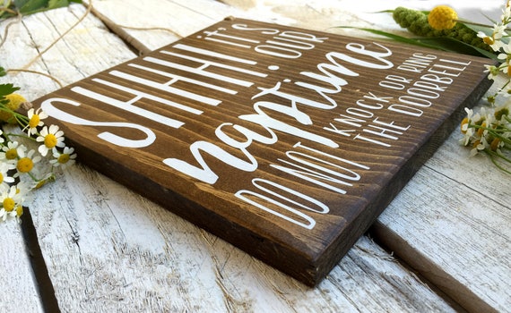 Baby Sleeping Sign, Baby Sleeping Door Sign, Naptime Door Sign, Naptime Sign, Do not Disturb Door Sign, Baby Shower, Doorbell Sign - Image 2