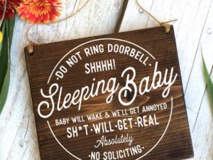 Baby Sleeping Sign, No Soliciting, Protective Dog Sign, Sleeping Baby Sign, Do Not Disturb Sign,No Solicitation, Baby Signs, Baby Shower 8x7