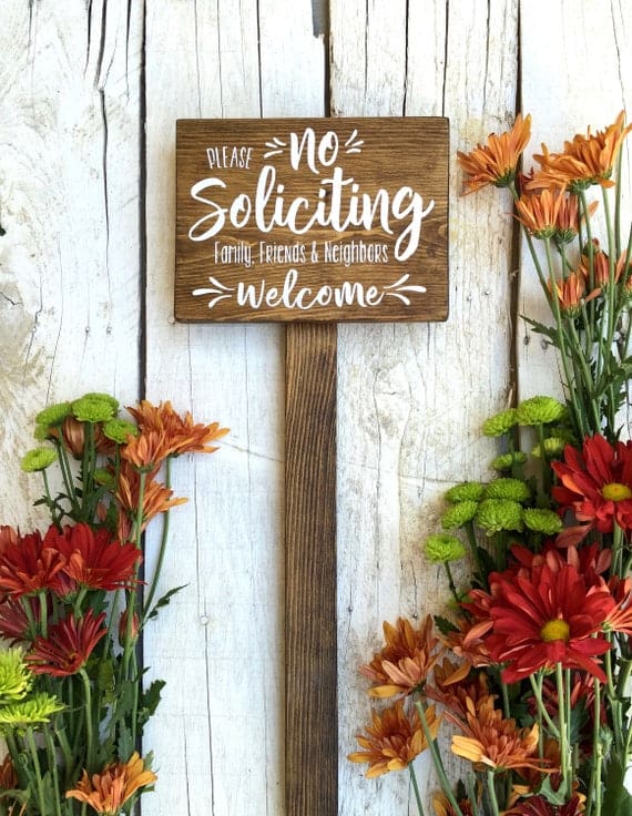 No Soliciting Sign with Stake 6x8, Do Not Disturb Sign, No Solicitation Sign, Welcome Sign, No Strangers Sign, Do Not Disturb