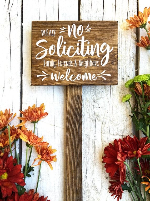 No Soliciting Sign with Stake 6x8, Do Not Disturb Sign, No Solicitation Sign, Welcome Sign, No Strangers Sign, Do Not Disturb - Image 2