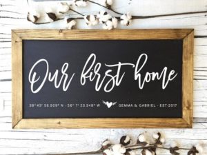 Our First Home Sign, Coordinates Sign, Real Estate Closing Gift, Latitude Longitude Sign, Housewarming Gift, Home Coordinates Sign,Home Sign