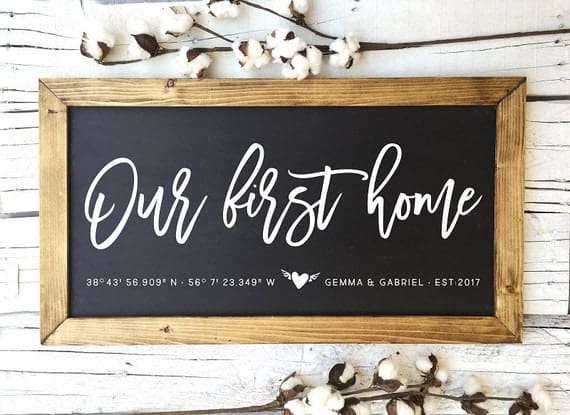 Our First Home Sign, Coordinates Sign, Real Estate Closing Gift, Latitude Longitude Sign, Housewarming Gift, Home Coordinates Sign,Home Sign