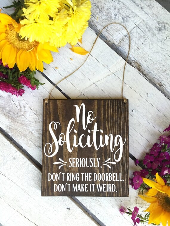 No Soliciting Sign to Hang on Door, Perfect Sign to Put on a Wreath or Hang Beside Your Doorbell - Image 3