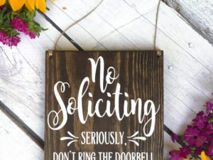 No Soliciting Sign to Hang on Door, Perfect Sign to Put on a Wreath or Hang Beside Your Doorbell