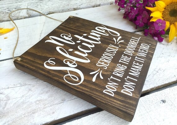 No Soliciting Sign to Hang on Door, Perfect Sign to Put on a Wreath or Hang Beside Your Doorbell - Image 2