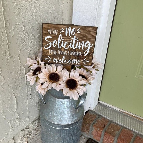 No Soliciting Sign with Stake 6x8, Do Not Disturb Sign, No Solicitation Sign, Welcome Sign, No Strangers Sign, Do Not Disturb - Image 7