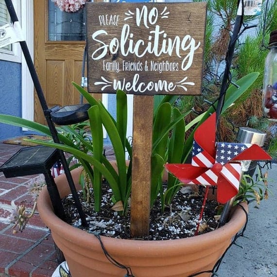 No Soliciting Sign with Stake 6x8, Do Not Disturb Sign, No Solicitation Sign, Welcome Sign, No Strangers Sign, Do Not Disturb - Image 6