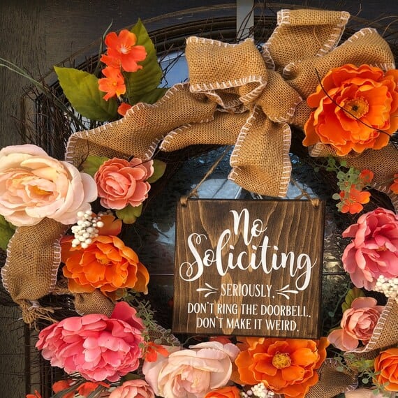 No Soliciting Sign to Hang on Door, Perfect Sign to Put on a Wreath or Hang Beside Your Doorbell - Image 5