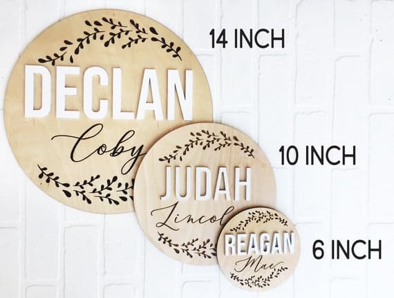 Round Baby Name Sign, Birth Announcement Sign, Nursery Sign, Newborn Photo Prop, Custom Name Sign, Baby Shower Gift, Engraved Baby Name Sign - Image 7