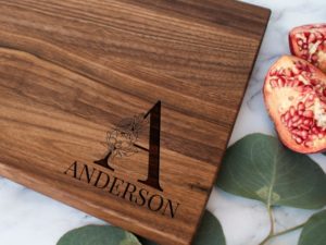 Floral Monogram Personalized Cutting Board