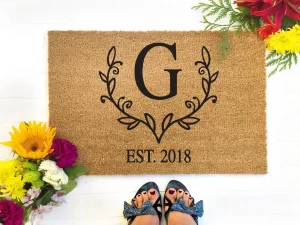 Custom Doormat With Monogram and Established Year 1