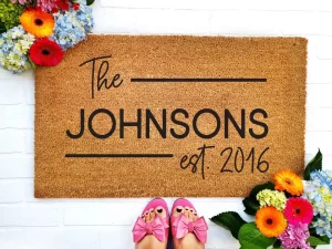 Doormat Personalized with Family Name and Established Year