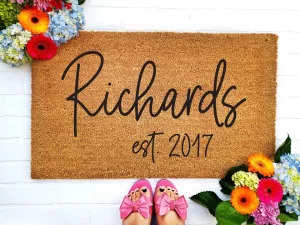Personalized Doormat With Last Name and Established Year 3